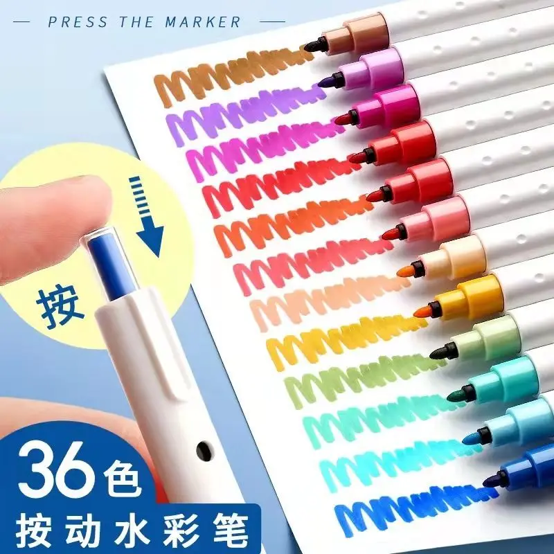 

12colors Press Watercolor Pen Kindergarten Painting Brush Set for Pupils Special Art Painting Color Pen Mark Hand Account Pen