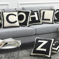 nordic black and white alphabet print pillowcase cushion cover for living room sofa nordic home decoration pillow case