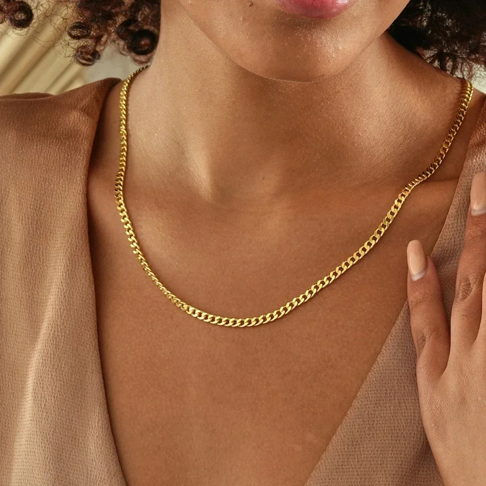 Цепочка кубинская для мужчин и женщин ожерелье из нержавеющей стали в стиле панк