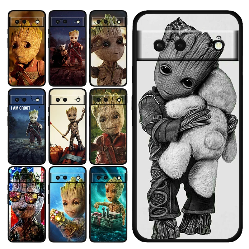 

Groot Marvel Avengers Shockproof Cover for Google Pixel 7 6 Pro 6a 5 5a 4 4a XL 5G Soft Black Phone Case Shell TPU Capa Coque