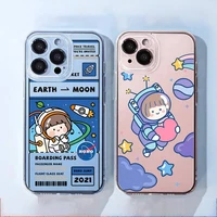 customized planet astronaut phone case for iphone 13 12 11 8 7 plus mini x xs xr pro max transparent soft