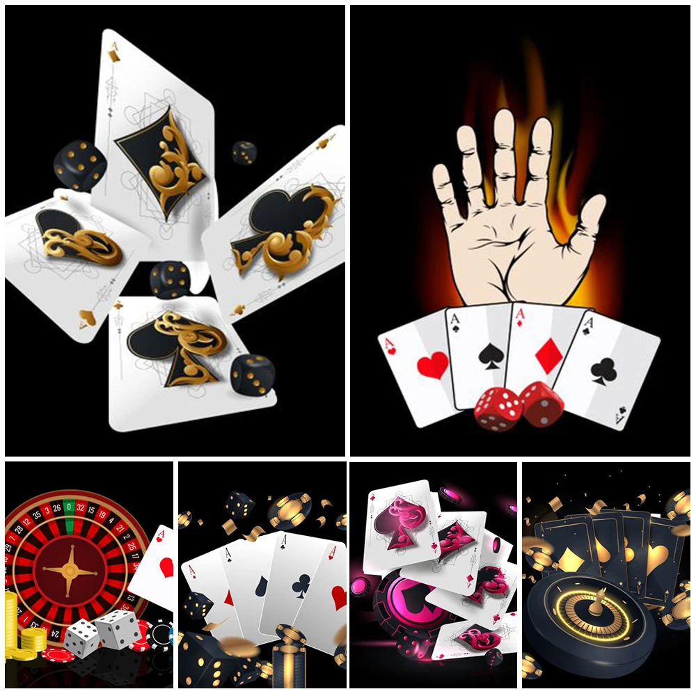 

Poker Playing Cards Casino Gambling Nordic Poster Wall Art Canvas Painting Wall Pictures For Living Room Home Decor Unframed