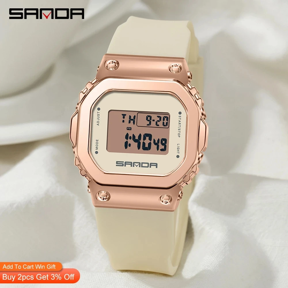 SANDA New Luxury Women's Watches Fashion Casual LED Electronic Digital Watch Male Ladies Clock Wristwatch relogio feminino 9006