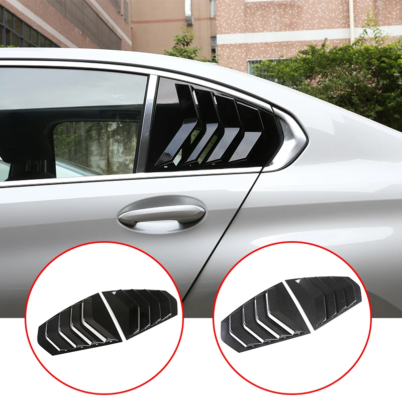 

Глянцевый черный чехол из АБС-углеволокна для BMW 3 серии G20 2019-2020 задние двери окна треугольные жалюзи обшивка автомобильные аксессуары