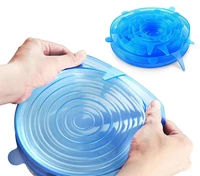 new 6pcsset food silicone cover cap universal silicone lids cookware bowl reusable microwave cover stretch lids kitchen accesso