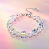 northern lights braceletcube crystal stone bracelet womens romantic bracelet adjustable extension cord shines fashion jewelry