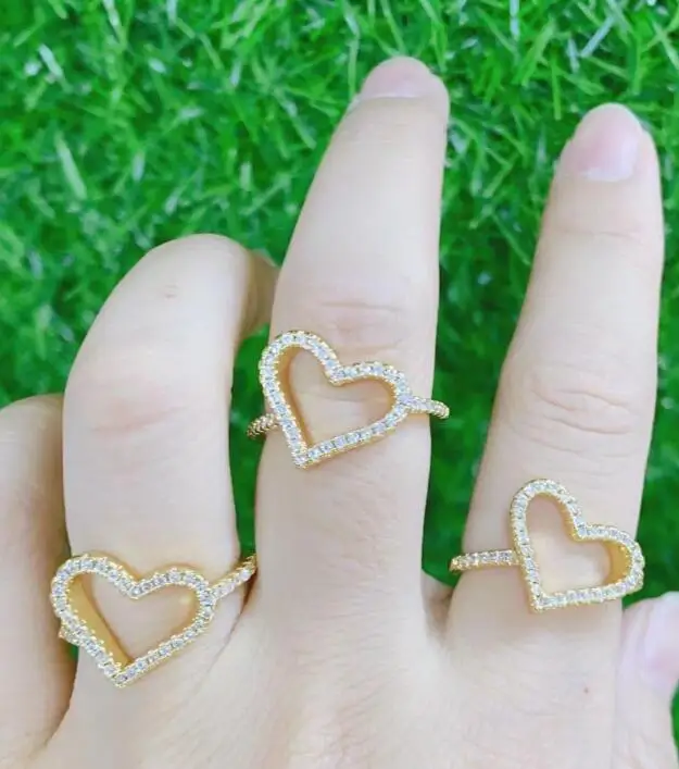 

1pcs heart Rings Zircon Jewelry Ring Layer Metal Rings Accessories Jewelrys For Women Rings Adjustable Stackable dsf3s