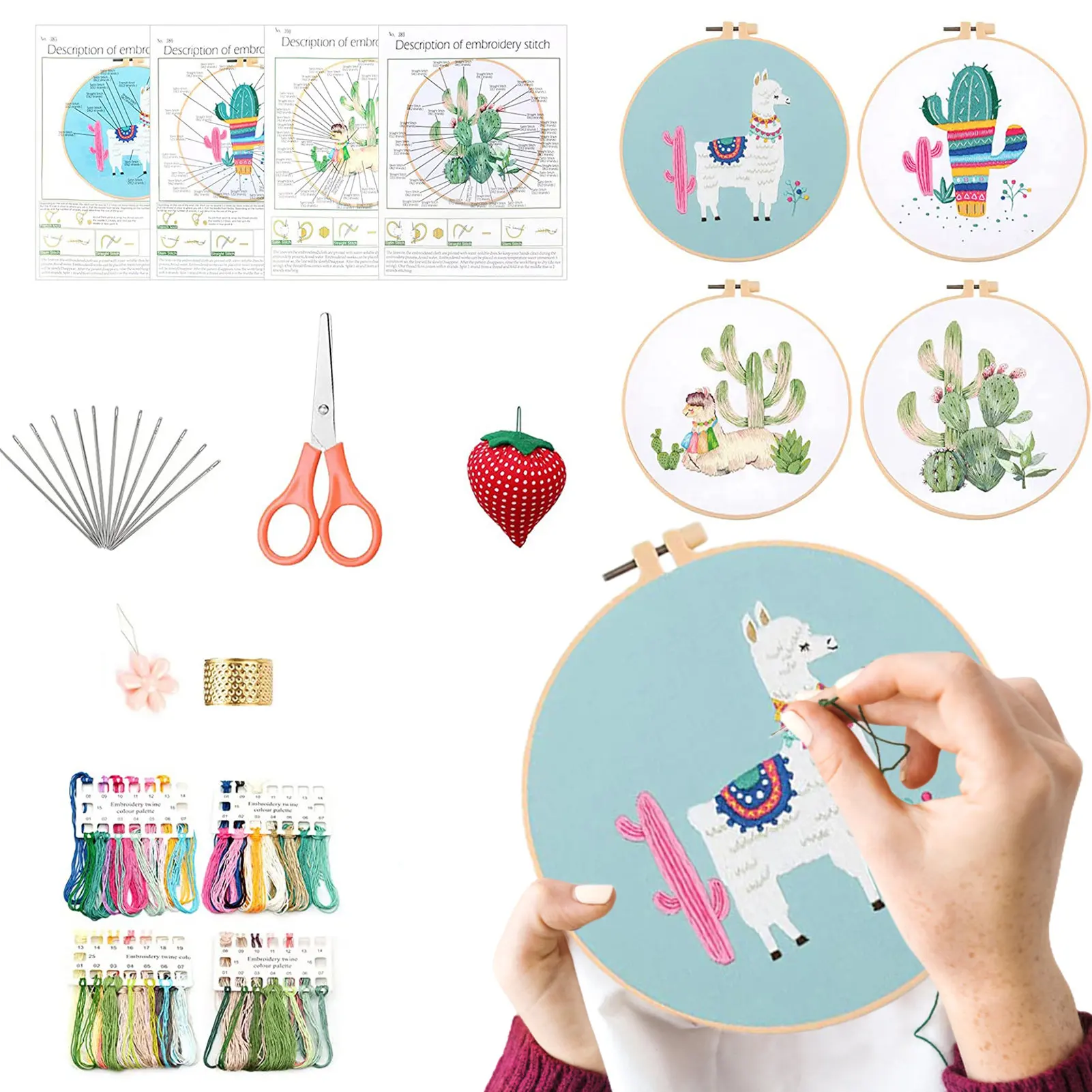 

Beginner Embroidery Kit For Adults Funny Embroidery Kits For Beginners 2 Embroidery Hoops 4 Cloth Color Threads And Tools
