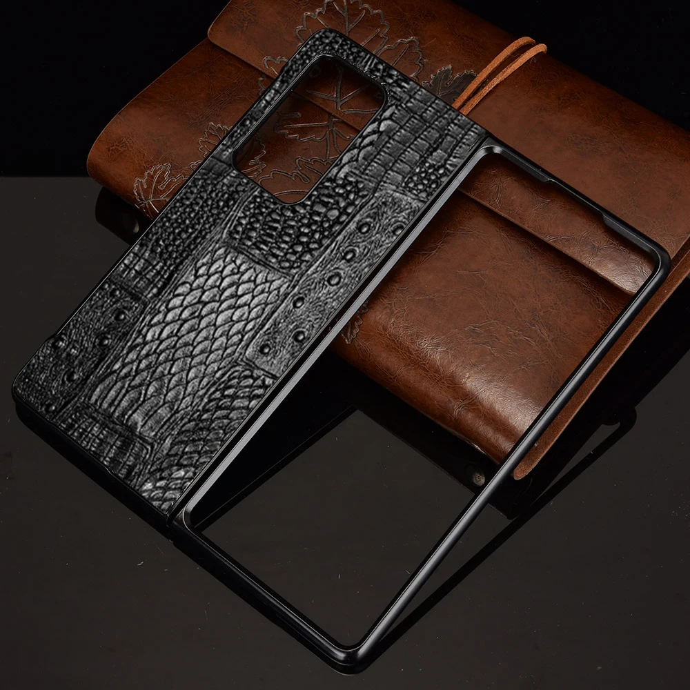 

cowhide Mahjong pattern Texture Leather Phone Case For Huawei Mate X2 P50 Pocket Hard Bottom Plastic Back Cover Case
