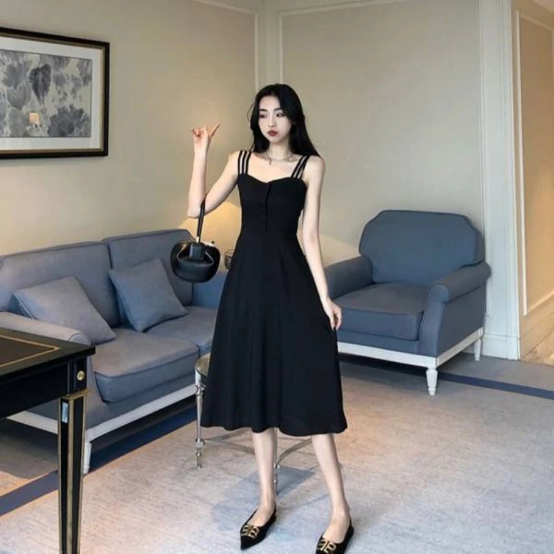 

Fashion Retro Solid Sexy Slip Dress for Women 2022 Summer New Off Shoulder, Backless, Slim Long Party Dress Street Style