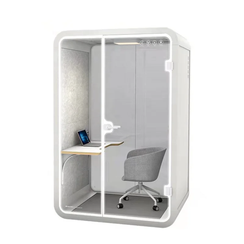 

Acoustic Material Soundproof Office Smart Soundproof Frosted Tempered Glass Office Noise Cancelling Low Carbon Phone Booth