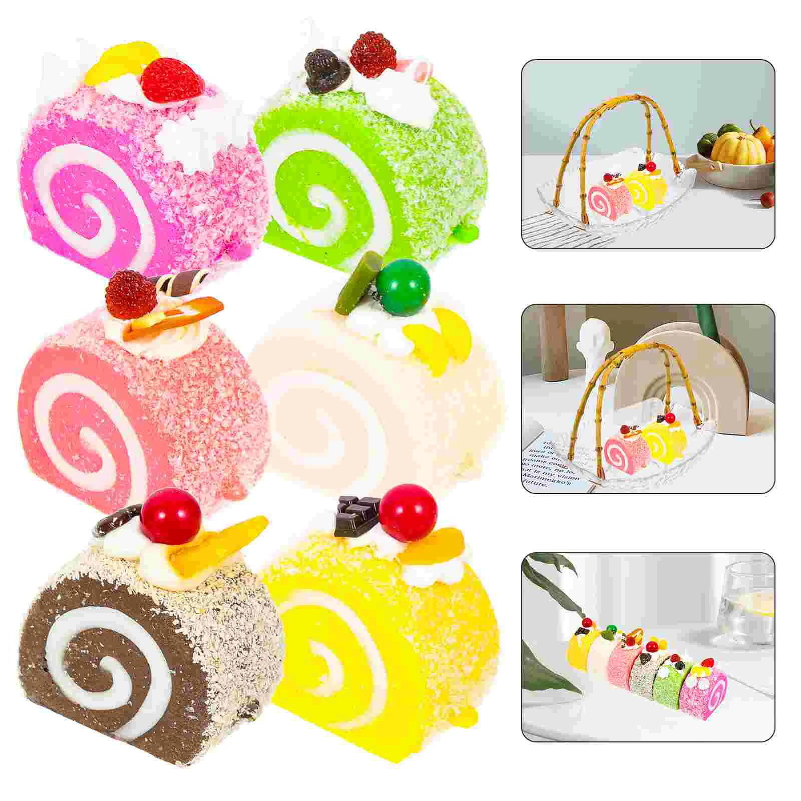 

6Pcs Displaying Birthday Party Small Colored Cake Dessert Models Teaching Props for Decor Bakery Shop