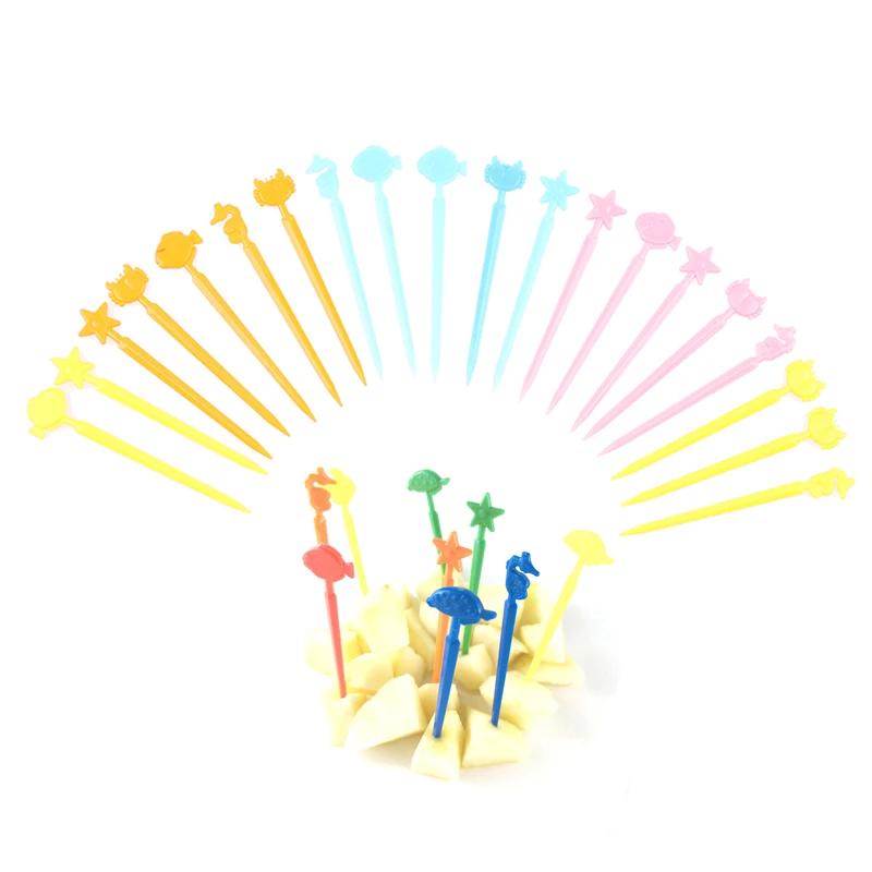 

20 шт. мини Мультяшные вилки морские крабы морские звезды морские животные фрукты вилки закуска малыша торт Декор