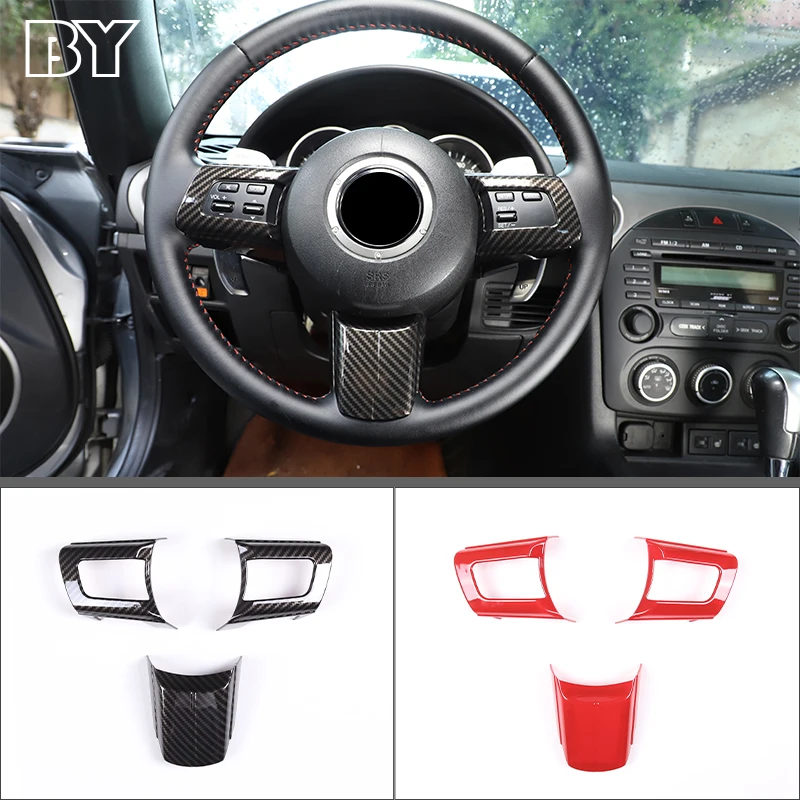 ABS Carbon Fiber Steering Wheel Decorative Frame Panel Cover Trim For Mazda MX-5 NC 2009-2014 Car Interior Accessories