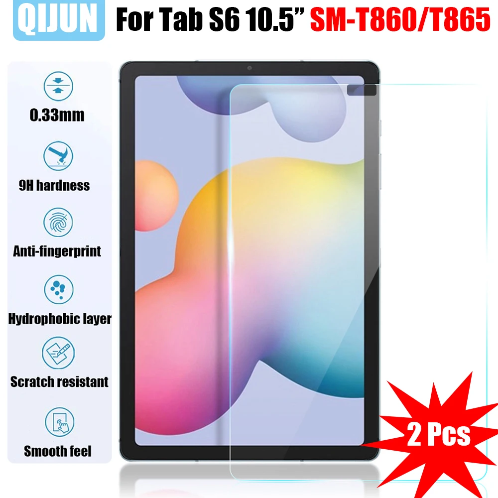 

Tablet Tempered glass film For Samsung Galaxy Tab S6 10.5" 2019 Scratch explosion Proof Anti fingerprint 2 Pcs SM-T860 SM-T865