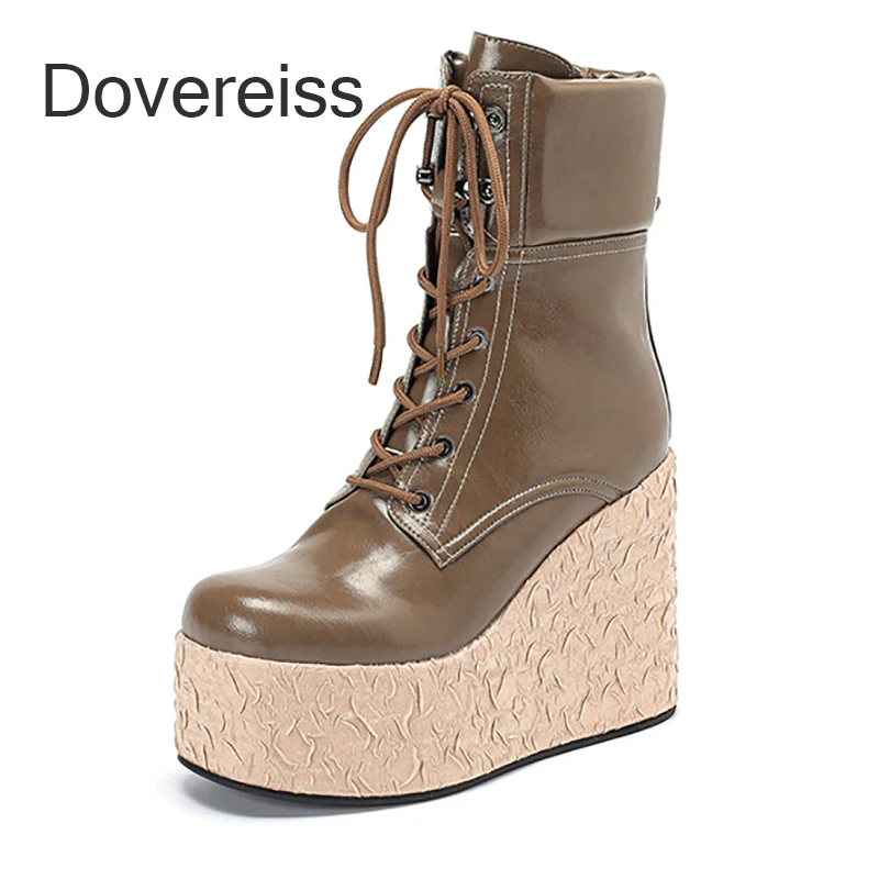 

Женские Водонепроницаемые ботинки на танкетке, с перекрестной шнуровкой, большие размеры 40 41 42