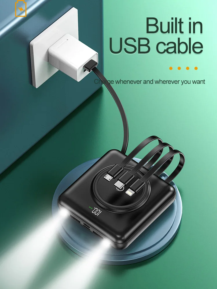 Портативный внешний аккумулятор 20000 мАч для быстрой зарядки Пауэр банк с