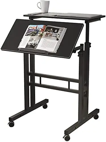 

Standing Desk Stand Up Desk Rolling Desk, Stand Sit Desk Mobile Computer Desk Adjustable Standing Desk 23.6inches Table Workstat