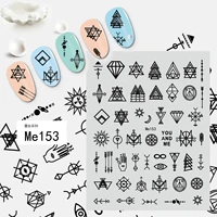 3d geometric nail sticker triangle circle wave lines lace pattern black white foil diy manicure sliders for nail decals