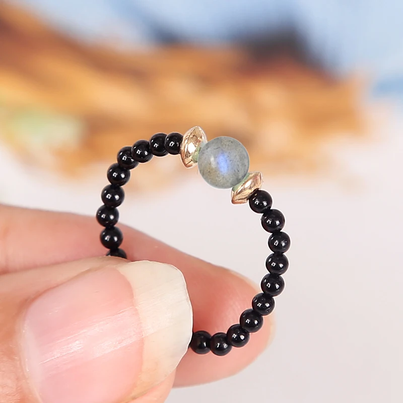 

Couple Ring Handmade Natural Stone Beaded Rings for Women Bohemian Delicate Jewelry Round Fashion Wedding Party Gifts Wholesale