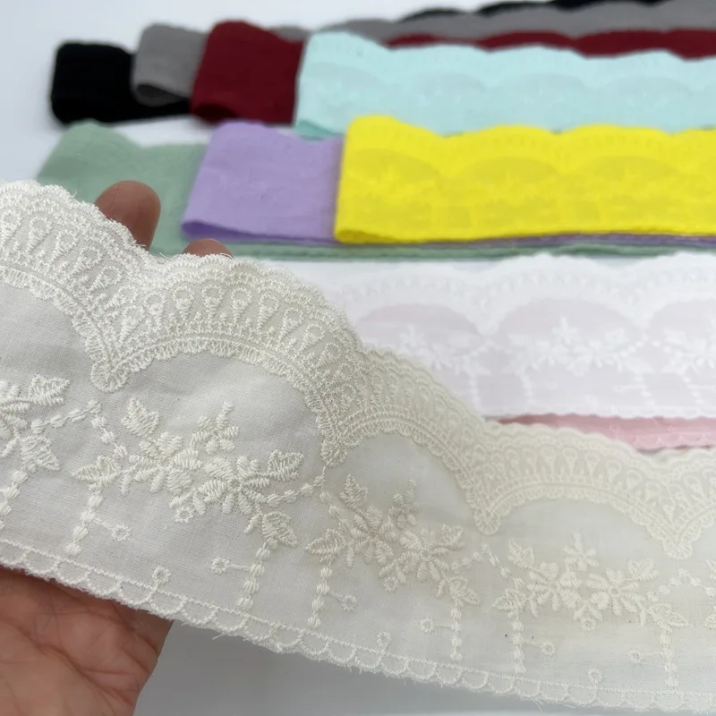 

1 Meter African Lace Fabric 2022 Cotton Border Trim Lace Accessories DIY 8CM race Home Decorative Encaje Embroidery dentelle