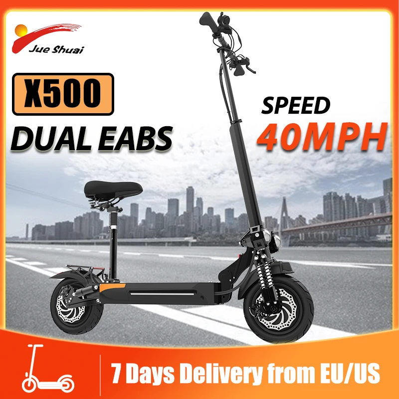 

Jueshuai X500 Electric Scooter 40MPH Electric Scooters 43 Mile Range E Scooters Tire 10inch Scooter with Seat Foldable Kickstand