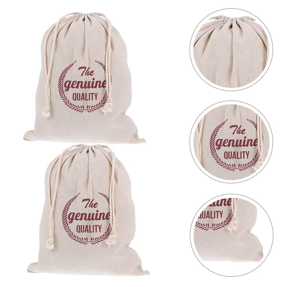 

Linen Bread Bag Drawstring Bags Reusable Pouches Storage Baking Food Wrapping Toaster Gift