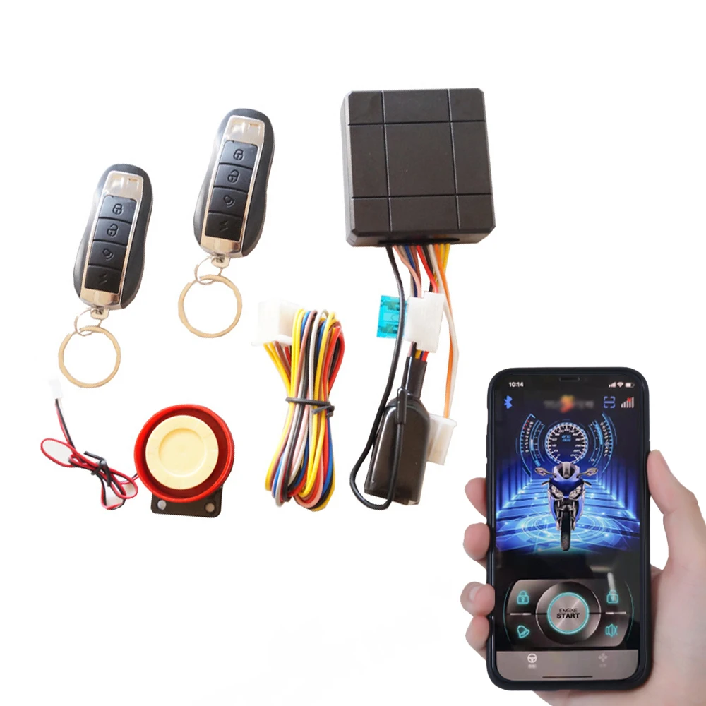 

Сигнализация для мотоцикла с дистанционным управлением, дистанционное управление без ключа, мобильное приложение, замок электродвигателя, сирена для мотоцикла