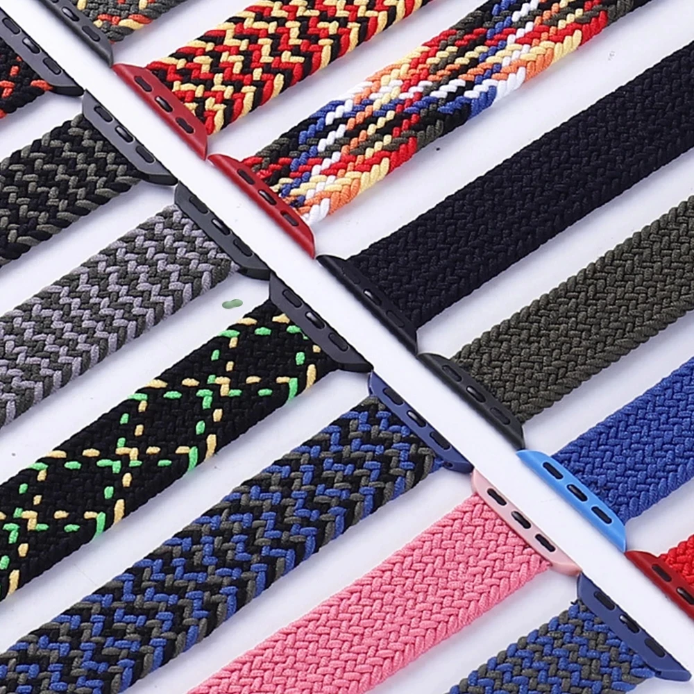 Ремешок Плетеный Соло для Apple Sport Watch Band 40 мм 44 38 42 41 45 эластичный браслет Smart Series Se 7 6