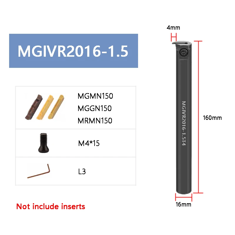 MGIVR MGIVR2016-1,5 MGIVR2520-1,5 16 мм 20 мм 25 мм 2016 2520 3125 3725 Держатель токарного инструмента для обработки внутренних канавок с ЧПУ -2-2,5 -3-4