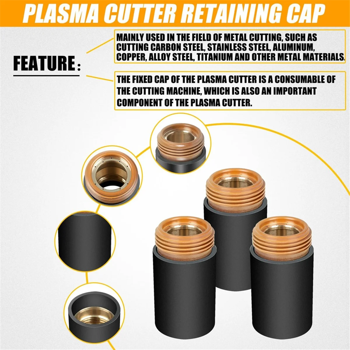 220854 Монтажная крышка плазменной резки совместимая с резьбой 45PX 65 85 105 HRT