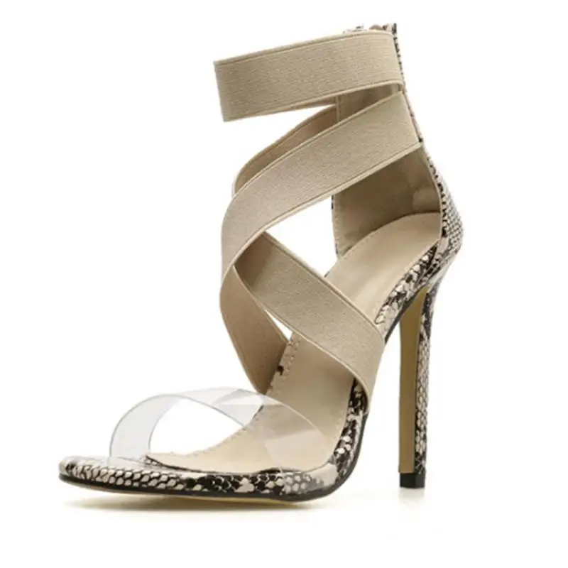 

Босоножки женские на высоком каблуке 2022 см, сандалии-гладиаторы из ПВХ с эластичным ремешком на щиколотке, обувь для вечевечерние, лето 11,5