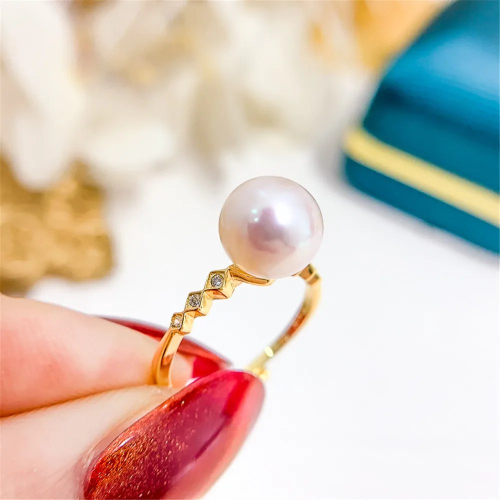 

DIY Pearl Accessories S925 Sterling silver jewelry Exquisite pearl ring empty holder can be adjusted with 7-10mm round beads