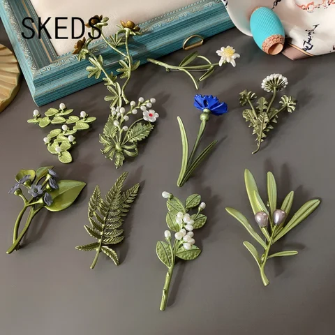SKEDS винтажные броши с цветком и жемчугом