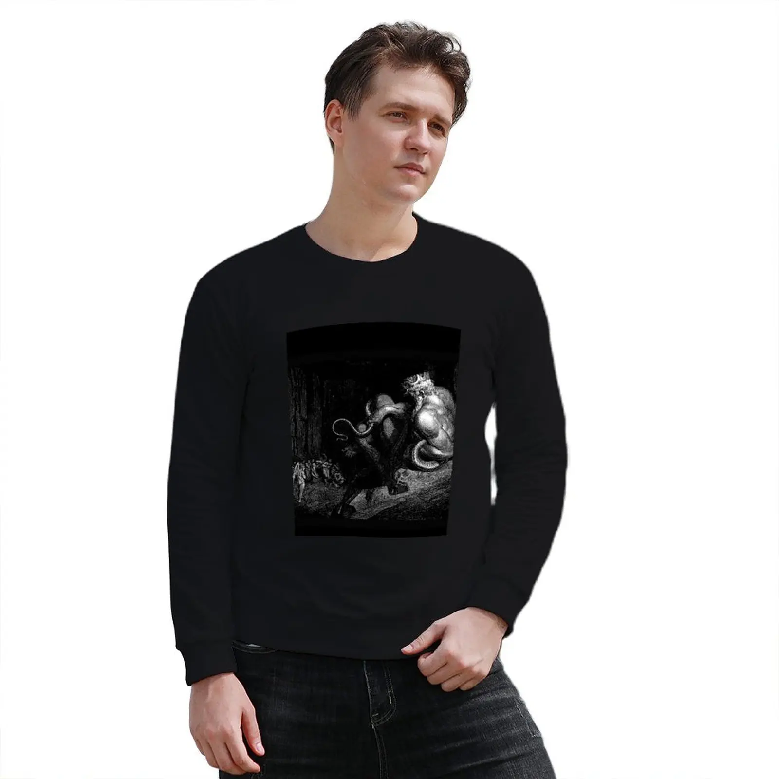 Lithograph - Gustave Doré Dante Alighieri Inferno Plate 13 (Canto V Minos) from the Divine Comedy Пуловер с капюшоном