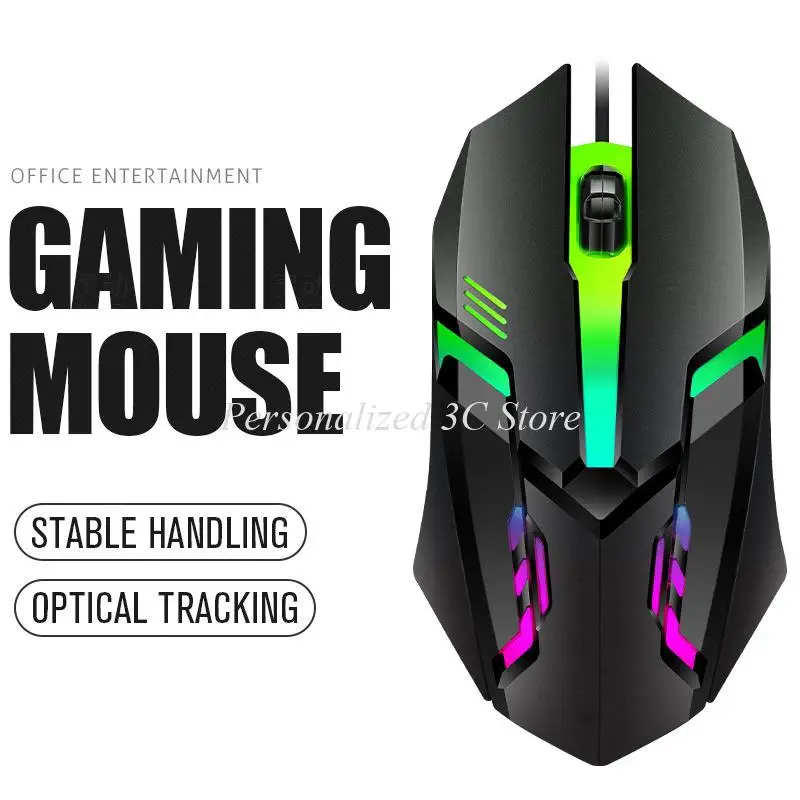 Cool Glowing Wired Mouse Colorful Backlight Breathing Light Luminous USB Gaming Mouse For Notebook Desktop Computer