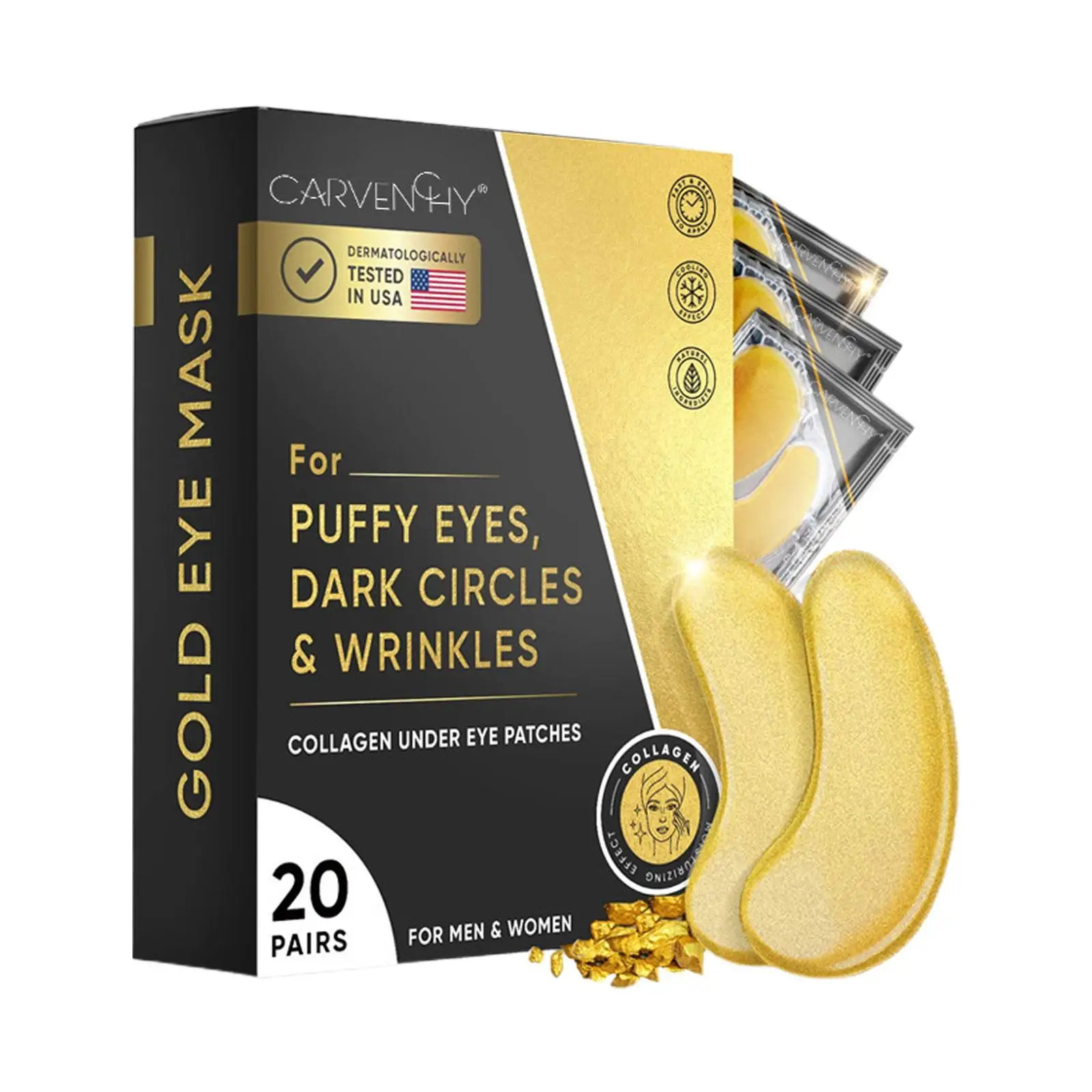 

20pairs 24K Gold Eye Mask Patches Collagen Anti Aging Anti-Wrinkles Remove Puffiness Dark Circles Moisturizing Eye Skin Pad