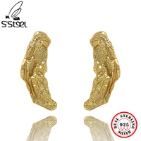 ssteel real sterling silver luxury designer dainty gold stud hypoallergenic unique goth earrings for women 2021 fine jewelry
