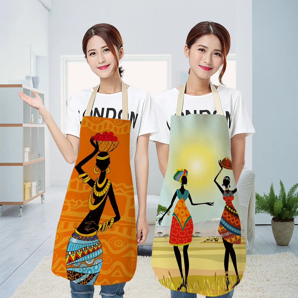 Фартуки для кухни в африканском стиле женщин нагрудники из хлопка и льна