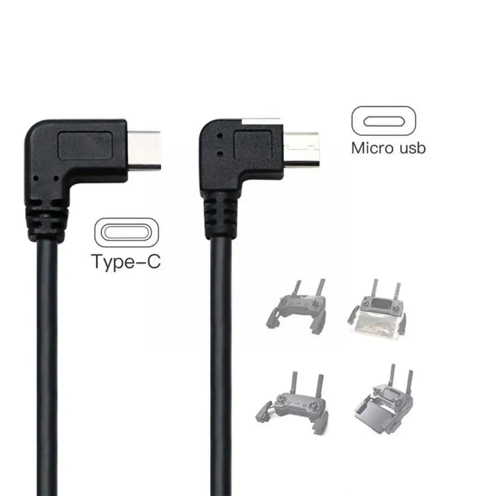 Micro Usb Type C 3 1 кабель для передачи данных 90 градусов Otg фут шнур прямой черный угол