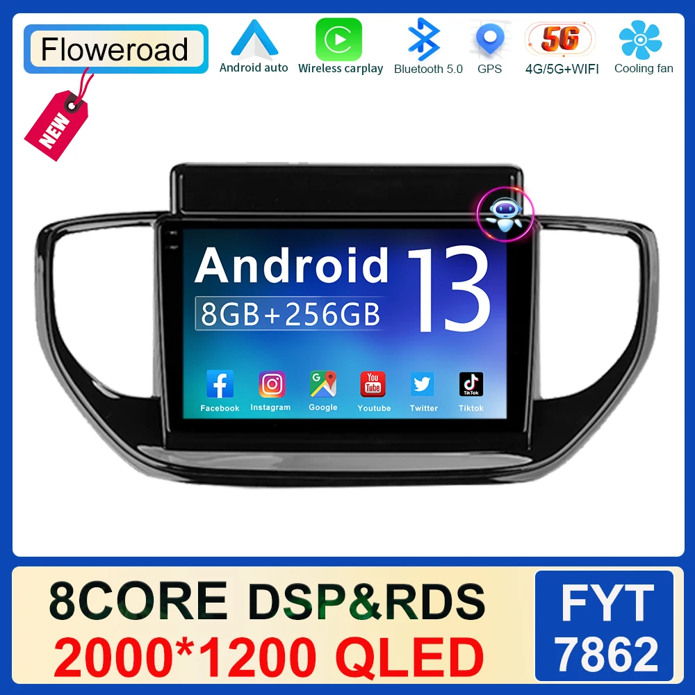 

2K SCREEN WIFI For Hyundai Solaris 2 II 2020 - 2021 Multimedia Video Player Navigation Wireless Carplay No 2din 2 din dvd GPS