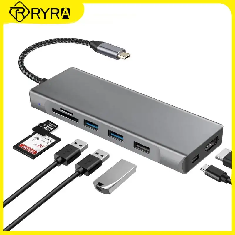 

RYRA Expansion Dock USB3.0 Hub Multi-port 8 Ports PC Laptop Docking Station High Speed Extender Compatible Splitter 4K Adapter