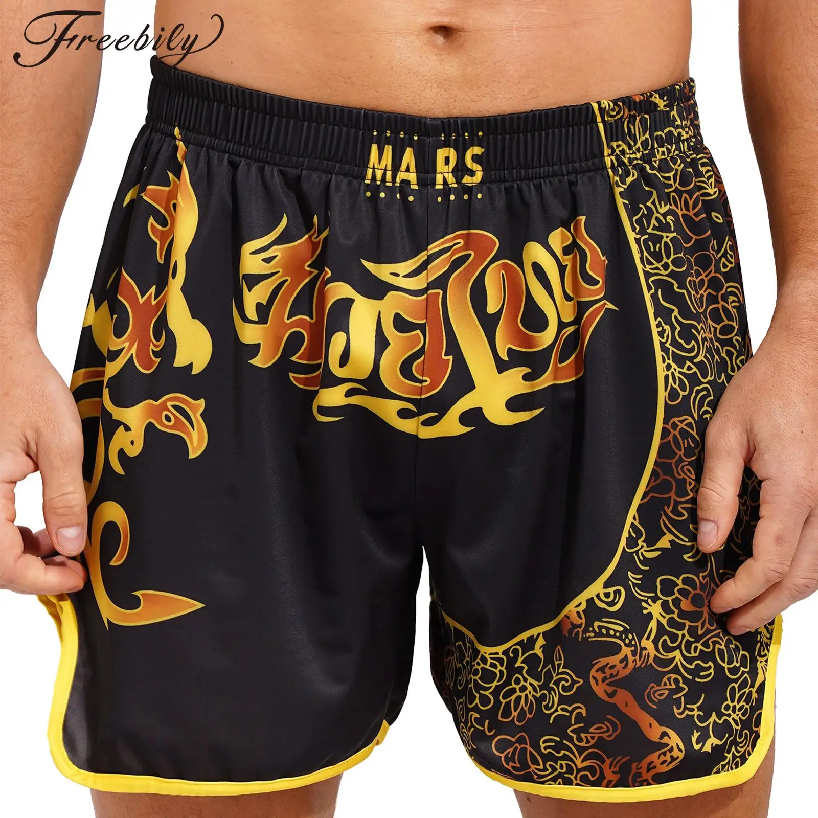 

Muay Thai shorts Mens Printing Boxer Shorts Elastic Waistband Short Pants Combat Kickboxing Fighting Training Swimming Trunks
