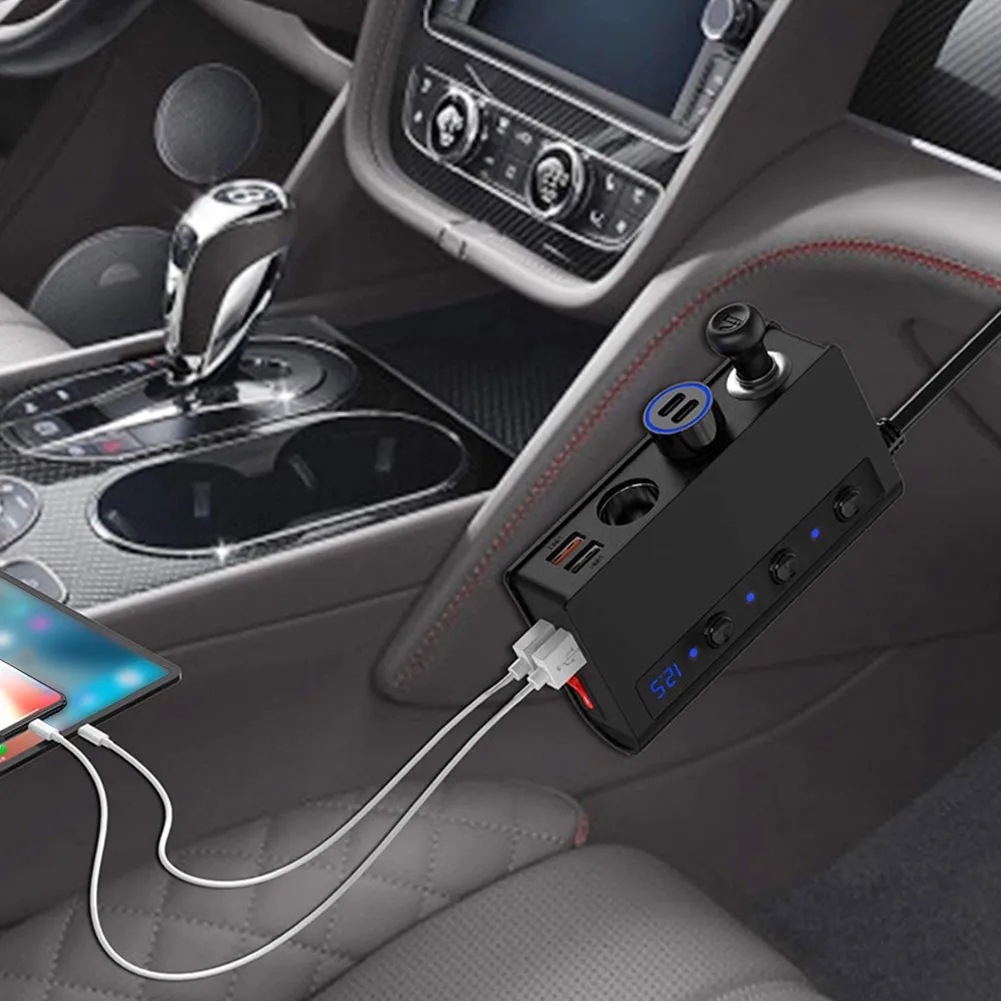 

Cigar Lighter Splitter Car Charger 12V/24V 3-Socket 4-Port Accessories