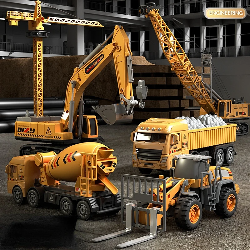 

Large Children's Inertia Alloy Engineering Toy Car Set Boys Excavator Crane Crane Tower Forklift Bulldozer Toy Gift