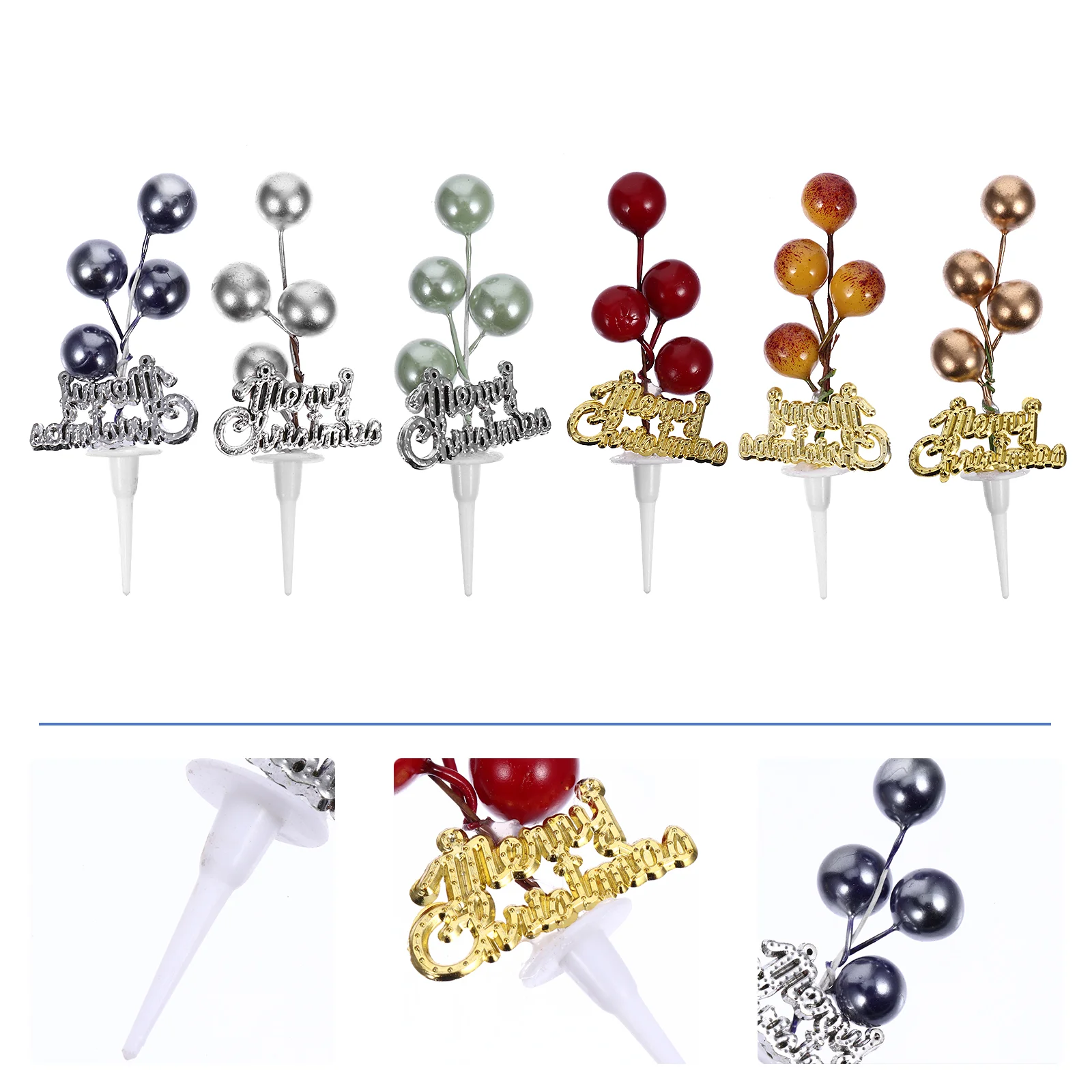 

Christmas Cake Pickscupcake Toppers Berry Topper Year New Stems Red Artificial Decoration Decor Props Party Merry Dessert Insert