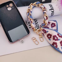 mobile phone lanyard short hand held chain fashion silk scarf pendant wrist chain strong and durable hand woven anti lost rope