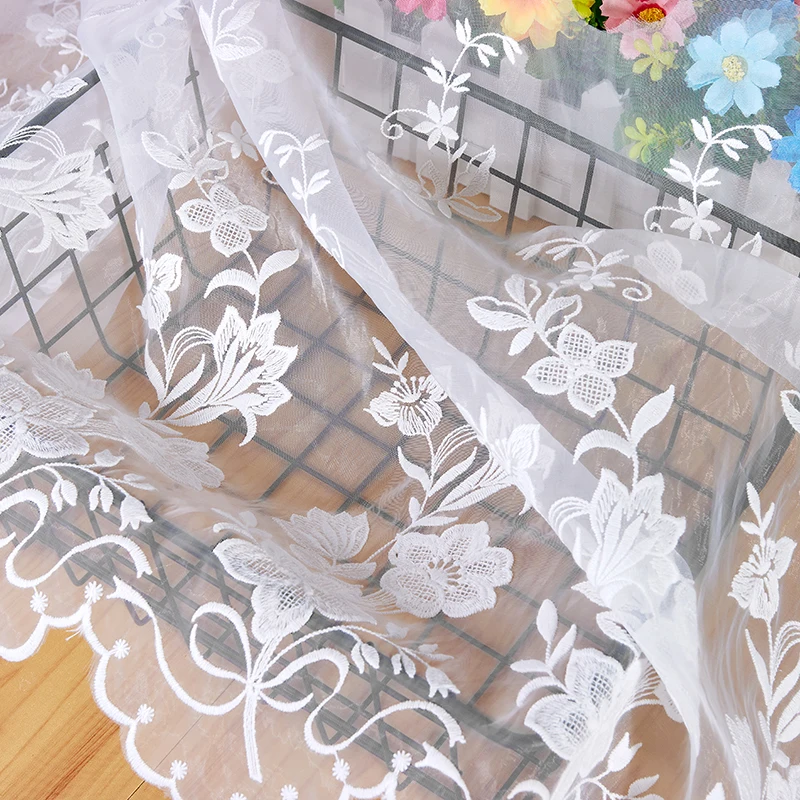 Кружевная ткань из тюля с цветочной вышивкой мягкая сетка отделка бахромой