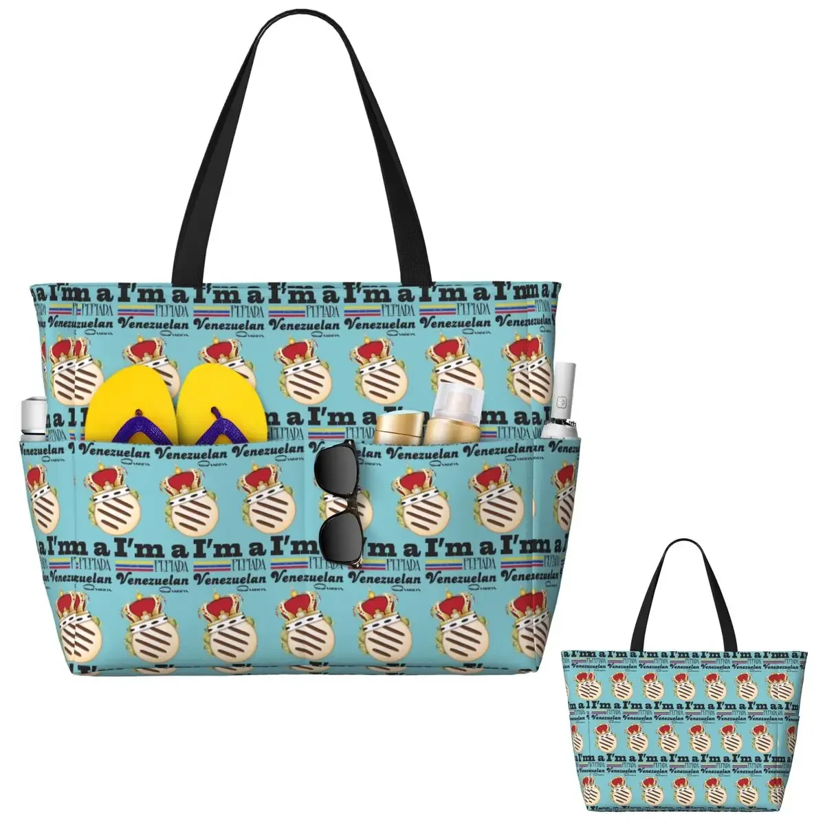 Фото Спортивная сумка-тоут Arepa Venezuela Im A Pepiada Venezuelan Queen Beach Tote Bag для фитнеса, йоги, путешествий, большая женская сумка для спортзала №2