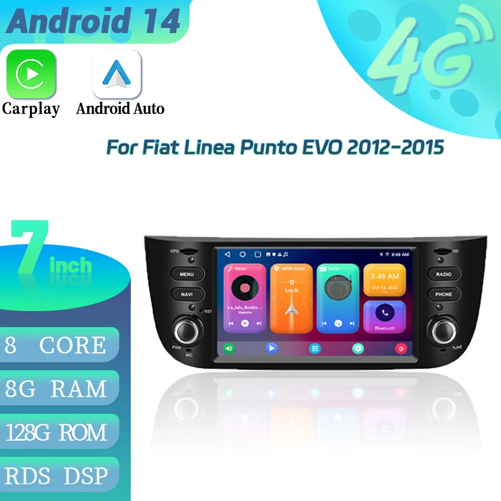 6 2-дюймовый Android 13 для Fiat Linea Punto EVO 2012-2015 автомобильная стереосистема
